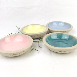 Handmade Personalized Feeding Bowls Ceramic XS Name Outside