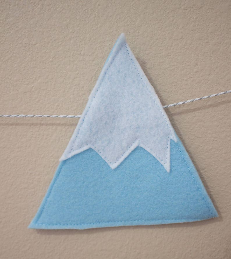 Snow Capped Mountain Garland /light Blue, Turquoise and Light Gray