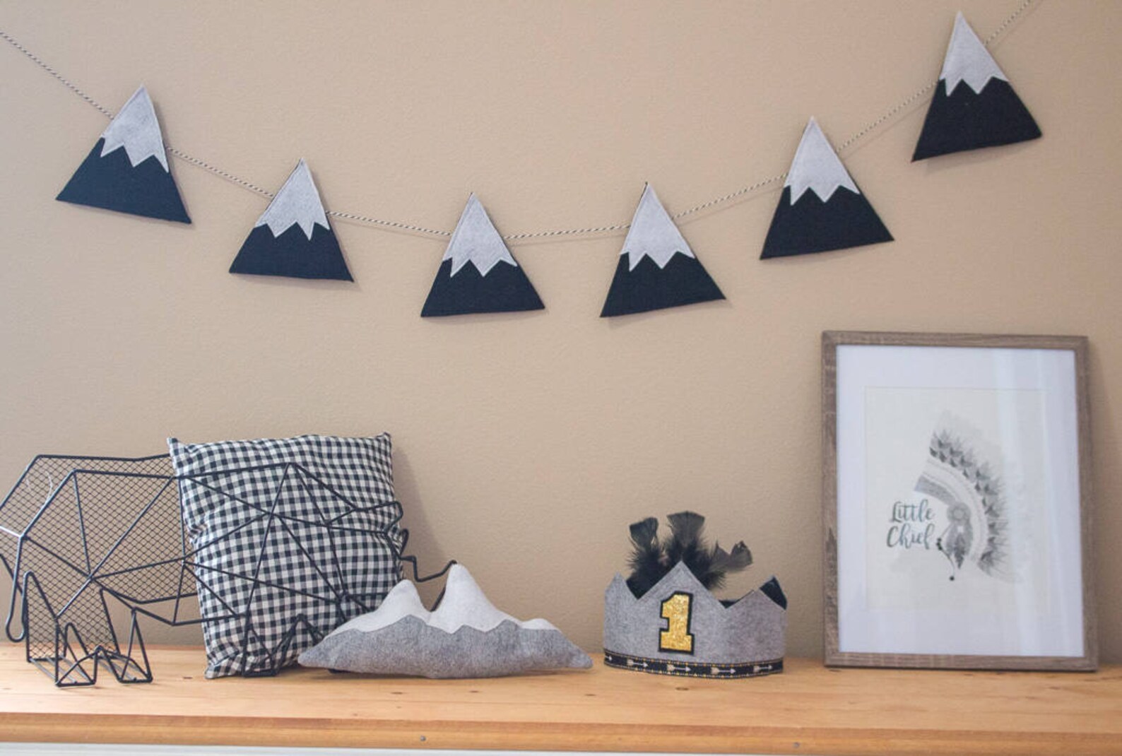 Felt Snowcapped Mountain Garland/Black Mountain Etsy