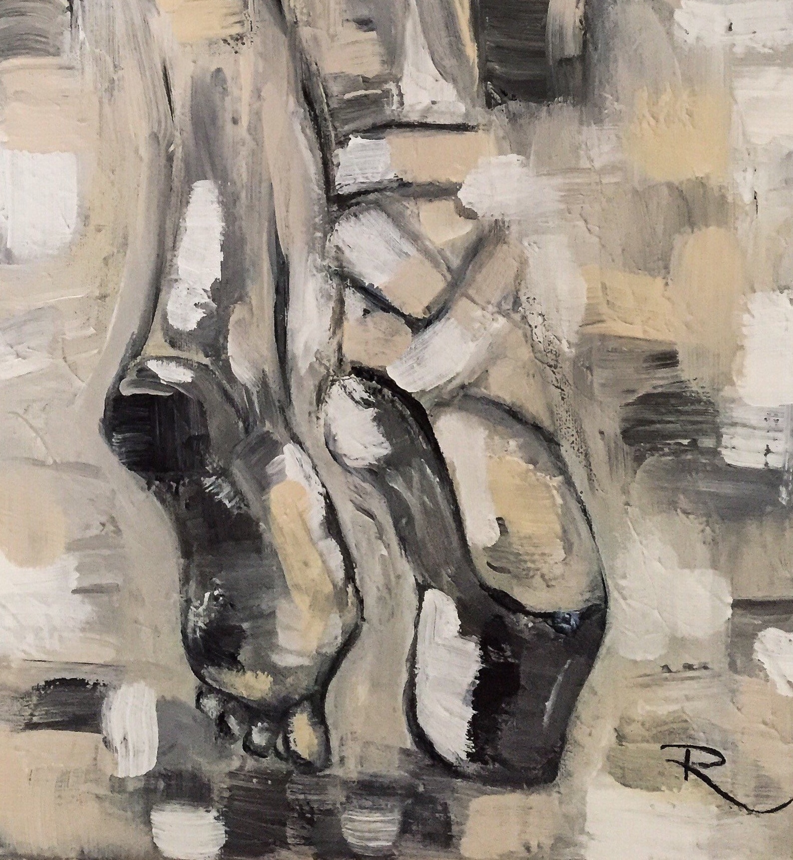 painting ballet and pointe on spitzs-classic dancer-dance-acryllics-beaux arts-contemporary art-worldwide shipping