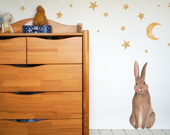 Enchanting wall sticker rabbit (watercolor, illustration, wall decoration)