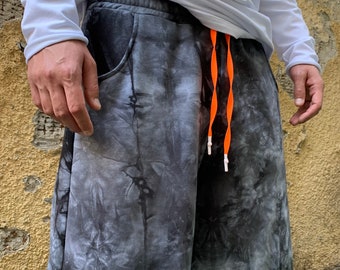 Men Tie Dye Shorts Handmade – Cotton Streetwear Shorts, Relaxed Fit Summer Shorts, Unique Urban Gift for Him