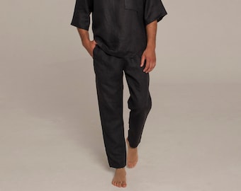 Linen pants/Black pants/Linen trousers/Men organic pants/Eco pants/Natural Flax trousers/Pajama pants/Summer trousers