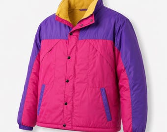 Cortavientos retro de los 90 inspirado en Oliver Tree / Chaqueta vintage para festivales / Chaqueta rave / Cortavientos unisex / Morado y rosa