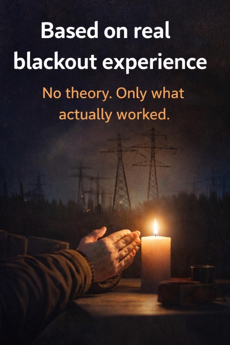 Puede incluir: Imagen con texto: "Basado en la experiencia real de un apag&oacute;n. Sin teor&iacute;a. Solo lo que realmente funcion&oacute;." Una vela encendida ilumina una mano y un fondo oscuro con l&iacute;neas el&eacute;ctricas.