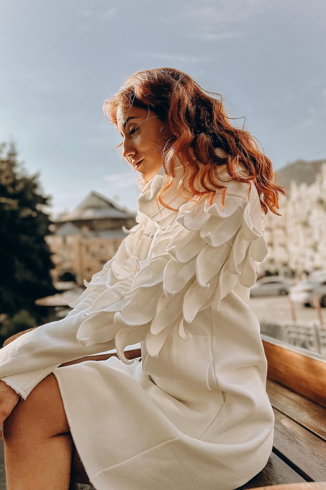 White Winter Autumn Cotton Dress Long Sleeves Dress - Etsy