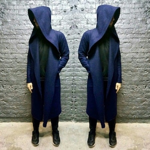 Blue Coat/Man long coat/Cardigan/Man Wool Coat/Coat Wool/Blue Cardigan/Man Clothe