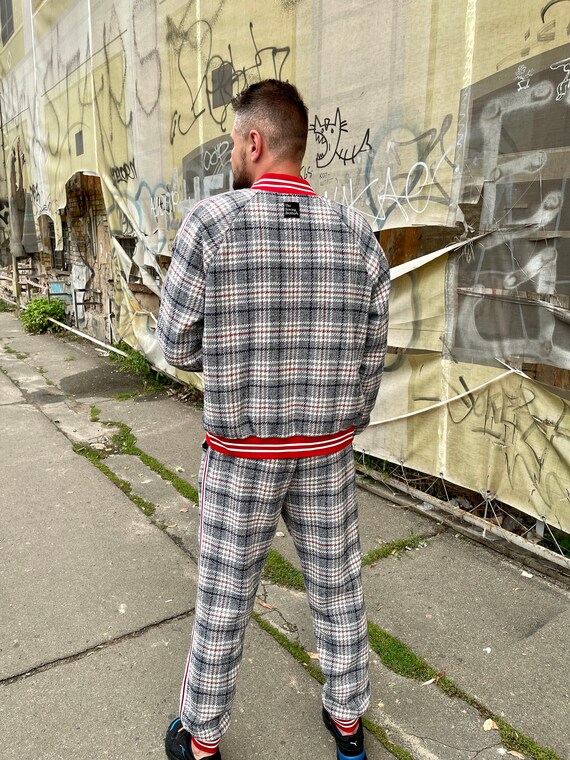 Chandal caballero tartan cuadros gris Etsy Espana