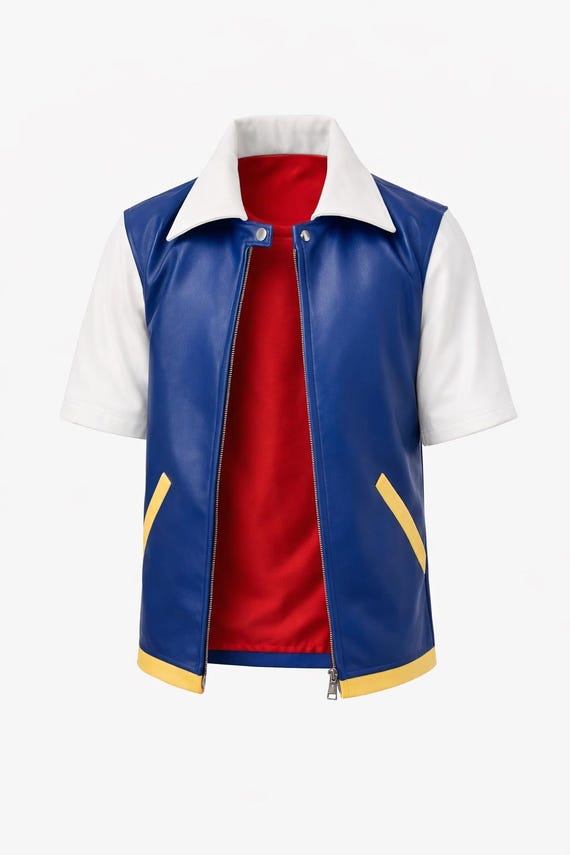 Anime Trainer Vest Pokemon Cosplay Jacket – Blue Anime Vest Costume, Trainer Outfit, Comic Con Costume, Anime Cosplay Jacket