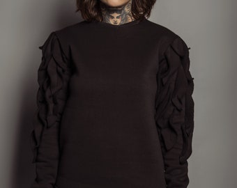 Black Sweater/Sweatshirt/Black Sweatshirt/Black style/Black wings