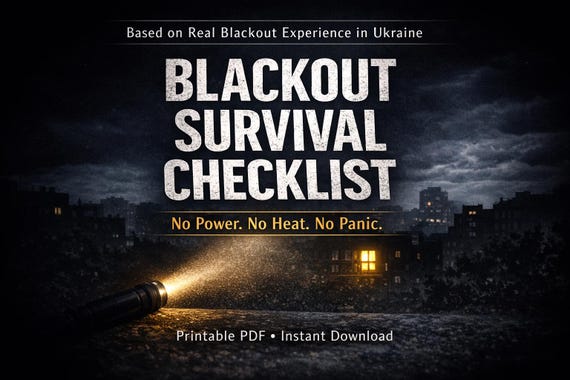 Blackout Survival Checklist | Power Outage Emergency Preparedness PDF | Grid Down Survival Guide | Instant Download