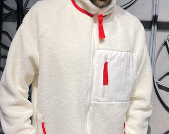 Chaqueta de forro polar Sherpa personalizada / Chaqueta de peluche bordada personalizada / Hoja de arce y Canadá / Regalo de invierno acogedor unisex