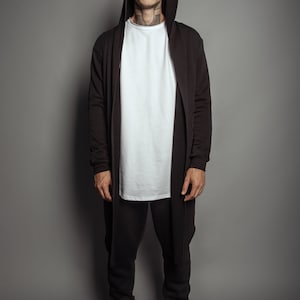 Black Hooded / Asymmetrical Hooded Jacket/Hooded Coat/Cotton Asymmetrical Hooded Jacket/Black hooded/Oversized Unisex Hood/Cardigan Cotton/