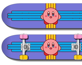 New Mexico "Zia Kirby" Skateboard | Super Nintendo, N64 Retro-Classic, Burque 505 Artwalk, Skate Deck Wall Art Gamer Gift | Super Rad Design