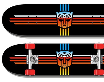 Autobot "Ziabot" Skateboard | Optimus Prime, Transformers G1, Zia New Mexico, Bumble Bee, Roll Out, 80s Wall Art Gift | Super Rad Design