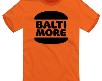 Baltimore / Maryland -ORANGE SERIES- "Burgermore" T-shirt | 80s, Retro, Fast Food, Burger King, Hamburger Limited-Edition | Super Rad Design