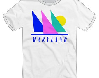 Chesapeake Bay "Sail Baltimore Maryland" T-shirt | Baltimore Inner Harbor, 80s Yacht Rock, Vintage 90s Vaporwave Vibes | Super Rad Design