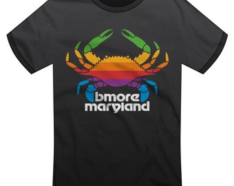 Baltimore Maryland / Rainbow Crab "Apple Crab" T-shirt or Tank Top | 80s, Bmore 410, Maryland Pride, Blue Crab, Old Bay | Super Rad Design