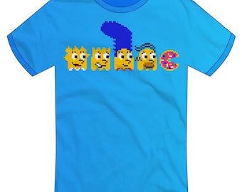 Simpsons / 8-bit "Springfield Ghosts" T-shirt | -NEW!- Video Game, Donut Party, Homer, Marge, Bart, Lisa, Limited-Edition | Super Rad Design