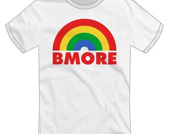 Baltimore Maryland "BMORE Rainbow" T-shirt or Tank Top | Charm City, Diversity, Inclusion, Rainbow, Baltimore Pride | Super Rad Design