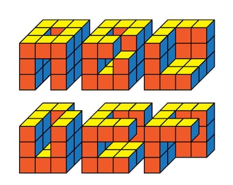 Rubik's Cube Font | 3D, Modular Typeface,