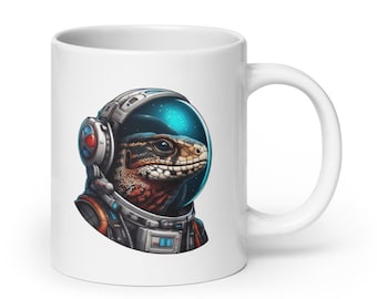 Space Tegu White glossy mug