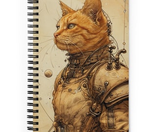 Steampunk Orange Cat Spiral notebook