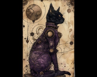 Steampunk Purple Cat