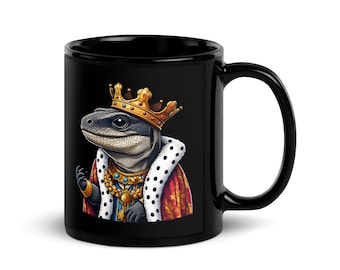 Savannah Monitor King Black Glossy Mug