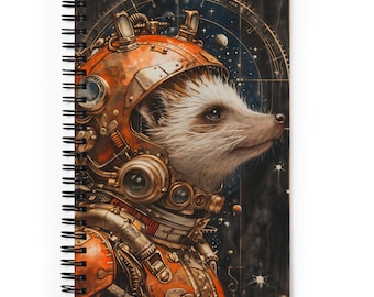 Steampunk Hedgehog Spiral notebook