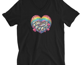 Rainbow Ball Python Unisex Short Sleeve V-Neck T-Shirt