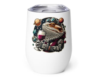 Bearded Dragon Space Wine tumbler