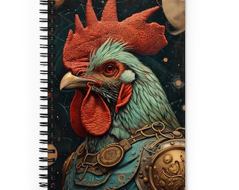Steampunk Rooster Spiral notebook