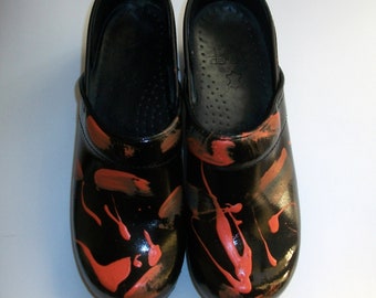 orange dansko clogs
