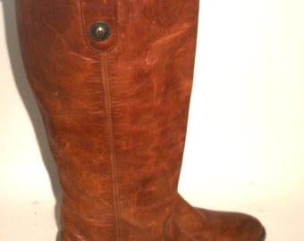 Vtg Frye Melissa Tall Brown Leather Equestrian Boots Made in Mexico 7.5M
