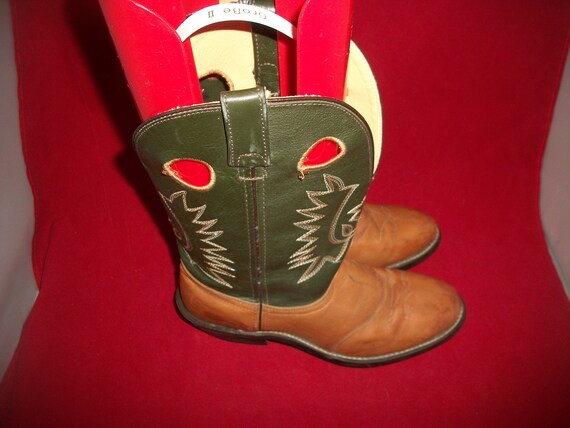 Vtg Green & Brown Unisex Embroidered Mid-Calf Buc… - image 6