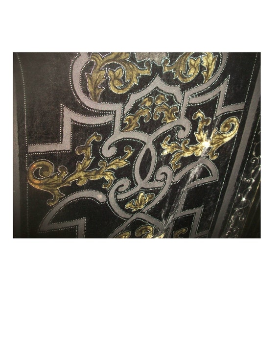 Auth 1930's Art Deco Black Silk-Chiffon-&-Velvet-… - image 3