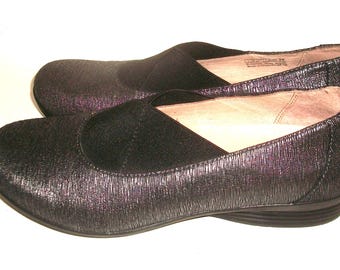 Dansko Ann Pewter-Leather-w-Elastic Comfort Flats  39M 8.5-9M [164usd]