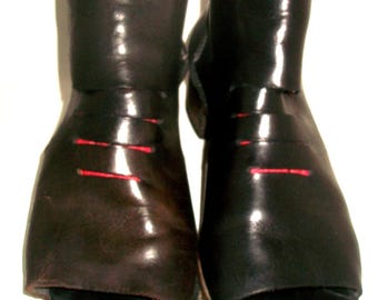 MOMA Italy Handmade Dark Brown Leather Slatted Open-Toe Rear Zip Booties 7M