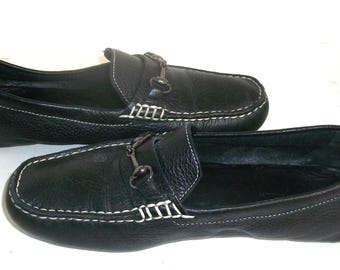 Cole Haan Black Leather Handstitched Driving Loafers 7.5M EUC