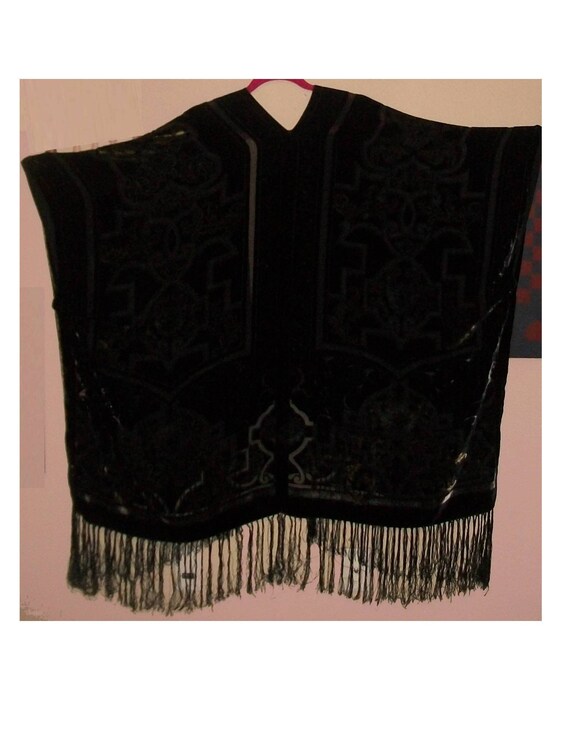 Auth 1930's Art Deco Black Silk-Chiffon-&-Velvet-… - image 8