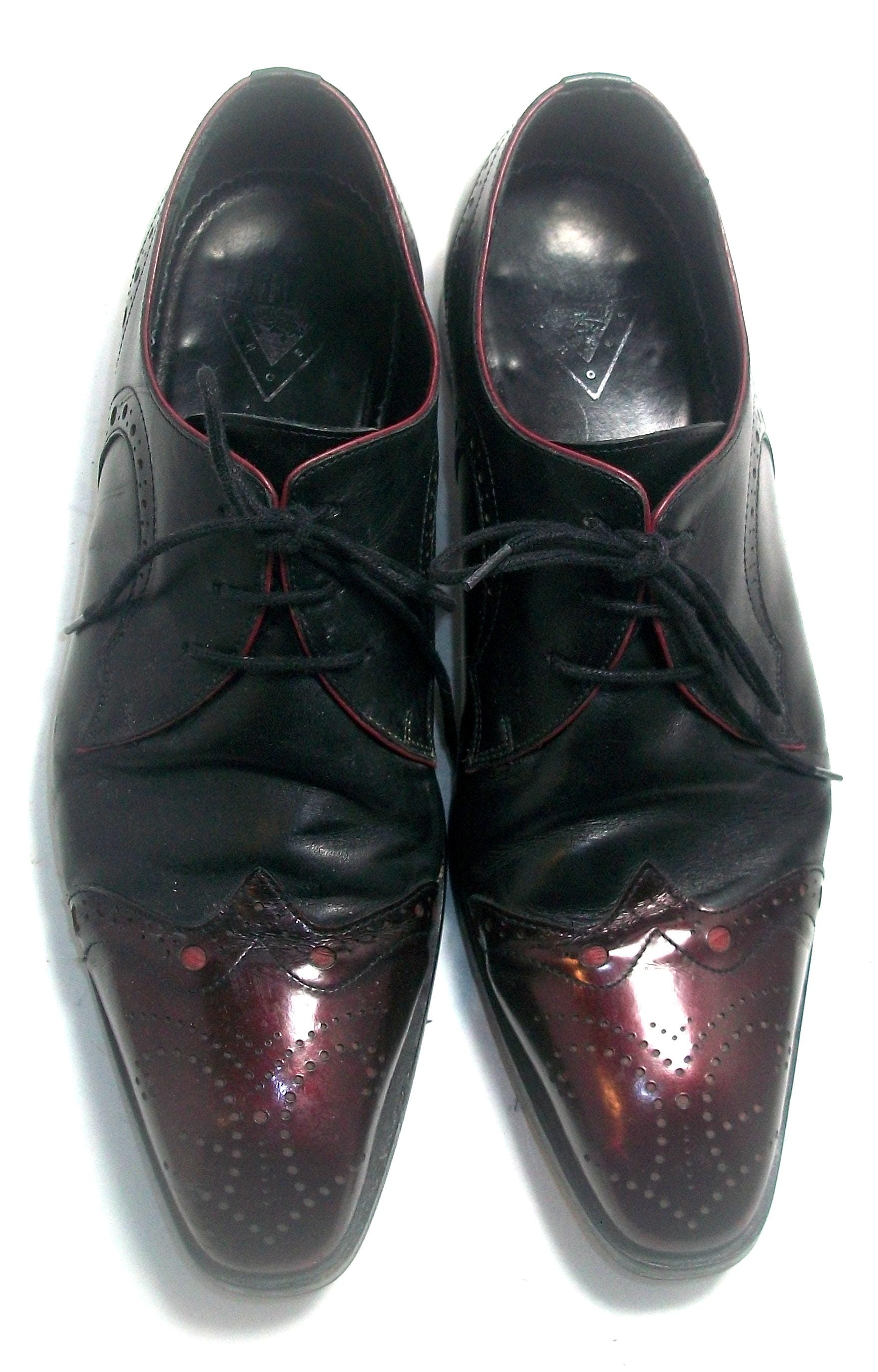 John Fluevog Black Leather & Burgundy Patent Handmade Eco 