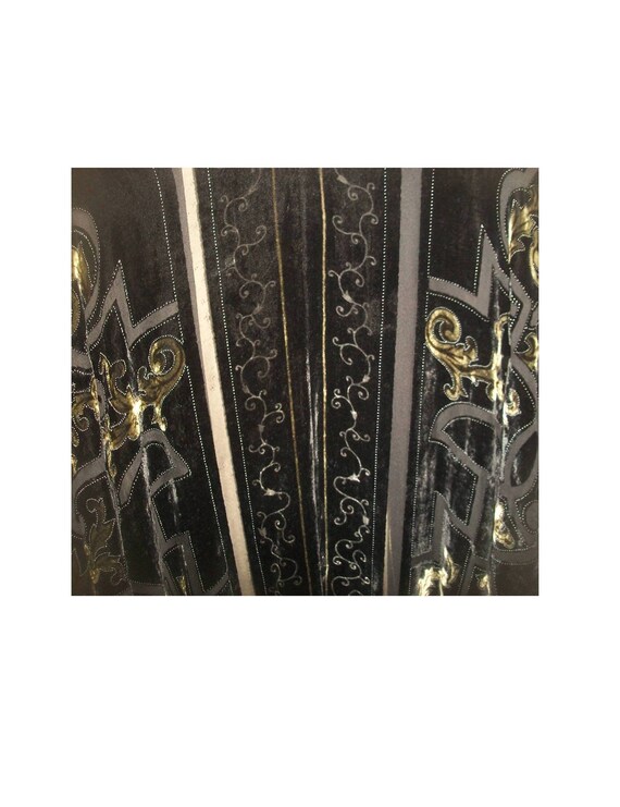 Auth 1930's Art Deco Black Silk-Chiffon-&-Velvet-… - image 7