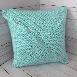 67. Soft Mint Crochet Pillow Cover, Dorm Décor, Farmhouse Décor, Throw Pillow, Pillow Sham, Housewarming Gift,  Spring Colors, Baby Gift