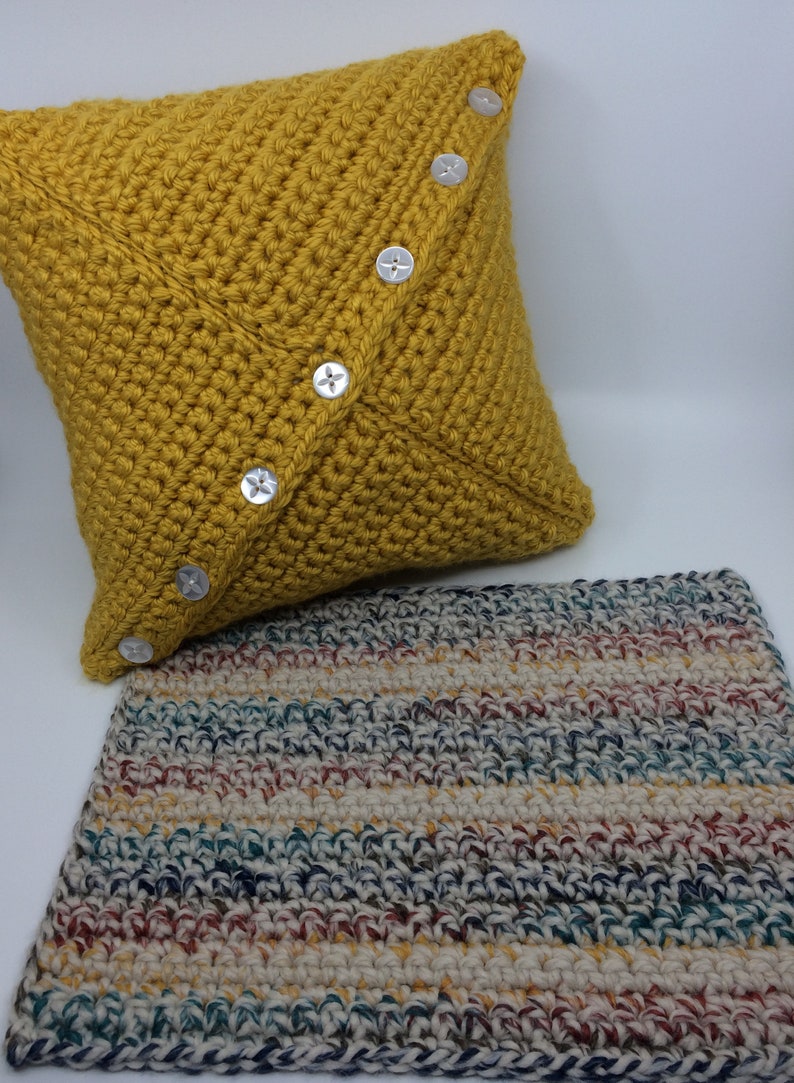 Mustard Yellow Crochet Pillow Cover
