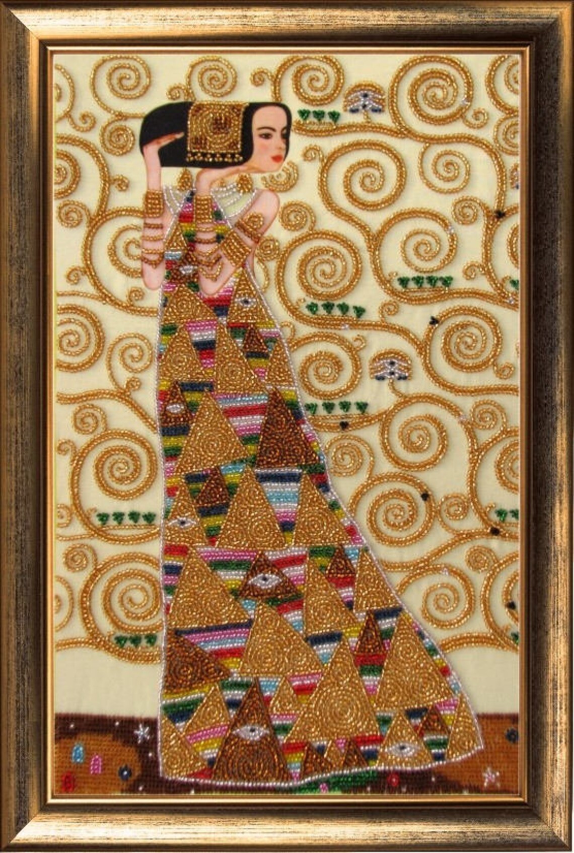 Bead Embroidery Kit the Waiting by Gustav Klimt Needlepoint Etsy