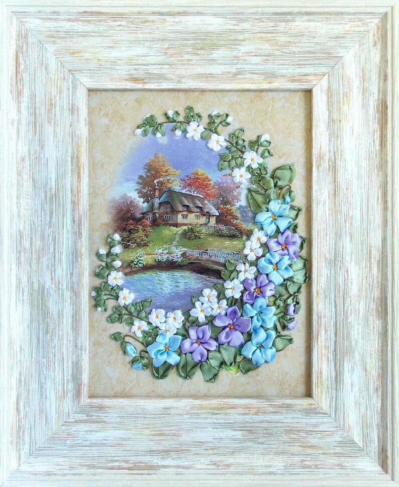 Ribbons embroidery kits Lovely houses in bloom needlepoint Etsy