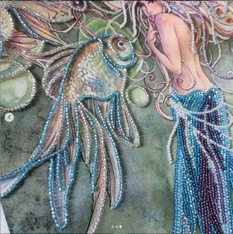 Bead embroidery kit Mermaid DIY home decor hand embroidery kit Etsy