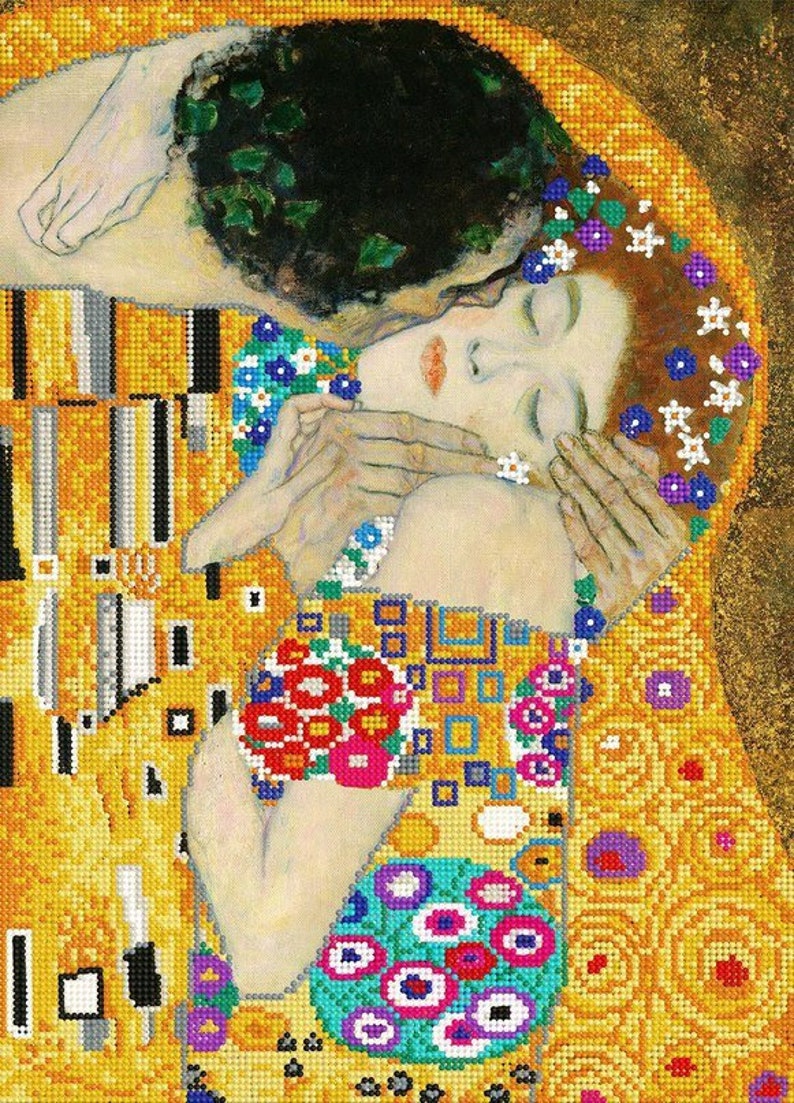 Embroidery Kit the Kiss by Gustav Klimt Needlepoint Bead