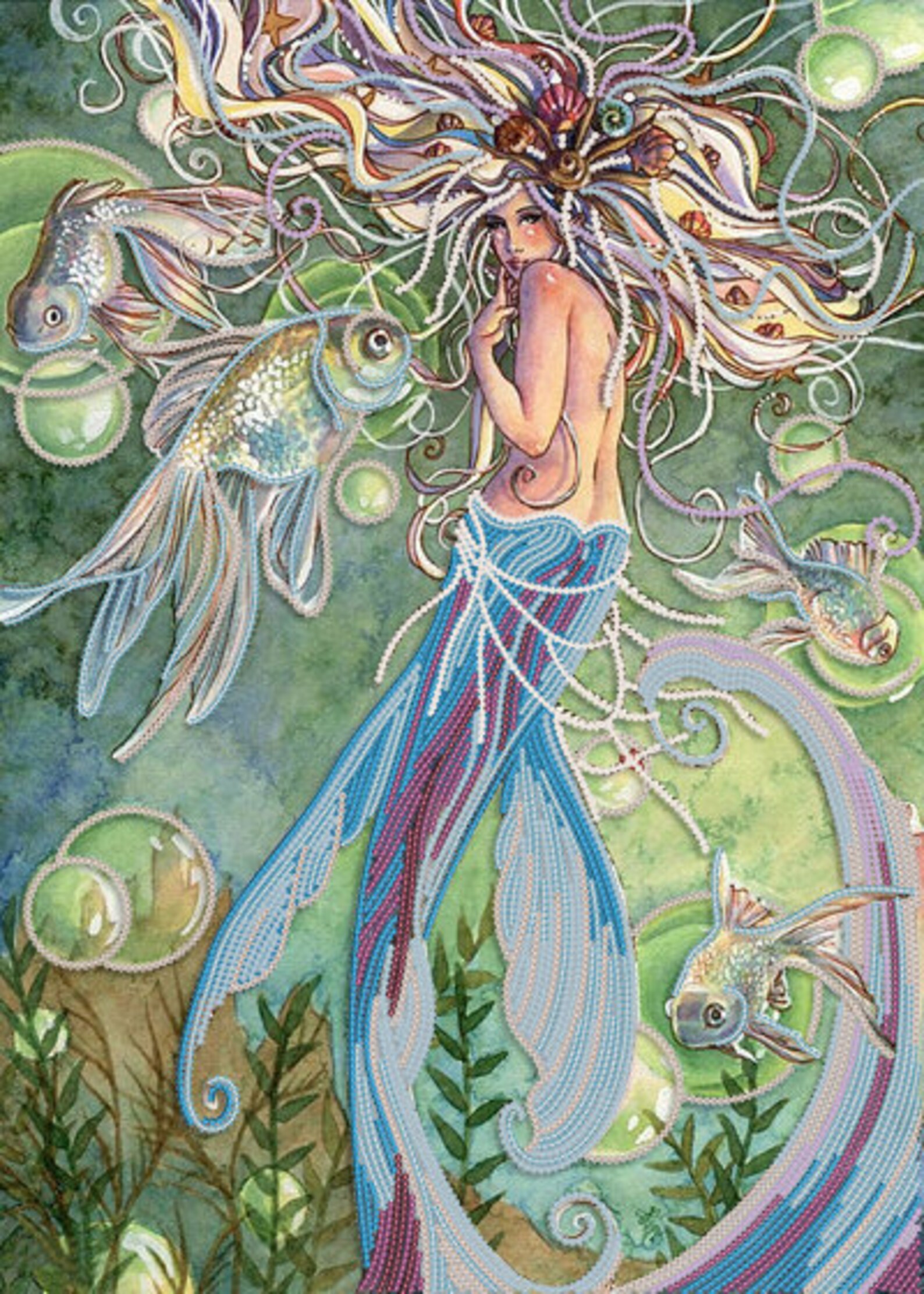 Bead embroidery kit Mermaid DIY home decor hand embroidery kit Etsy